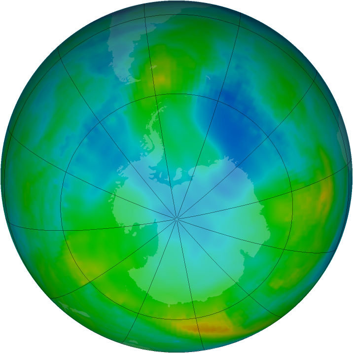Antarctic ozone map for 04 June 1989